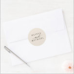 Ivory Modern Bride and Groom Names Wedding Classic Round Sticker<br><div class="desc">Modern minimal wedding seals</div>