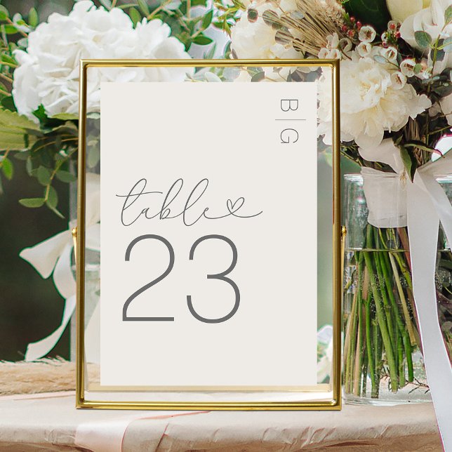 Ivory Modern Monogram Wedding Table Number (Creator Uploaded)