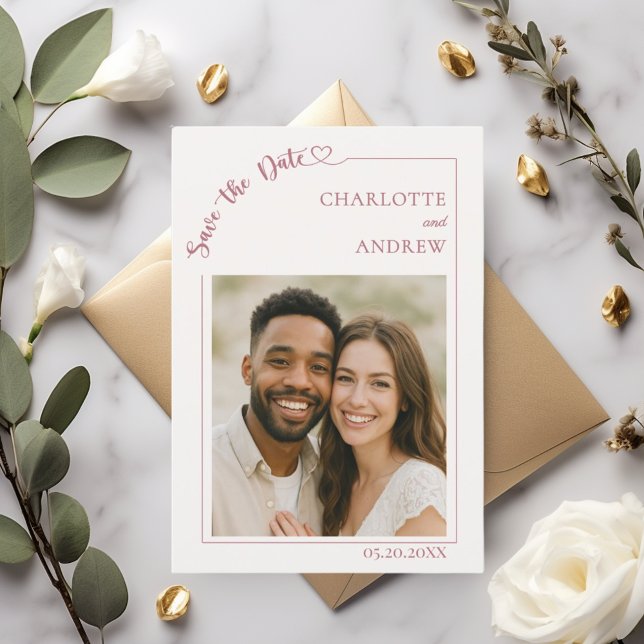 Ivory modern photo wedding Save the Date (Creator Uploaded)