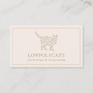 Ivory Modern Polygonal Cat Business Card