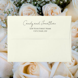 Ivory Modern Script Wedding Envelope