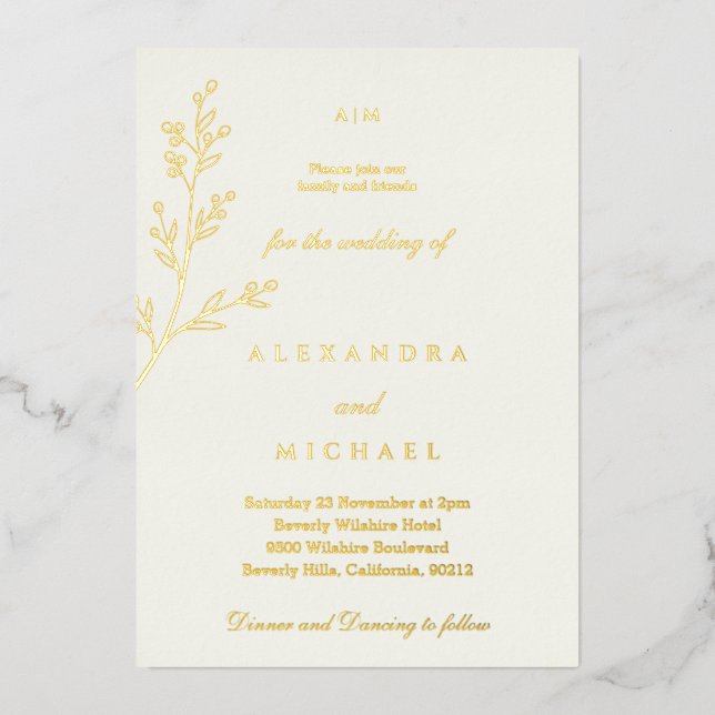 Ivory Monogram Botanical Minimalist Gold (Front)