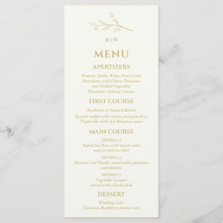 Ivory Monogram Botanical Minimalist Wedding Menu