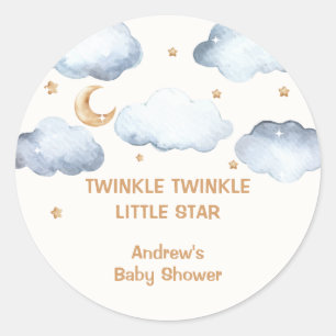 Ivory Moon Stars Twinkle Boy Baby Shower Classic Round Sticker