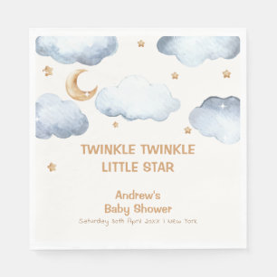 Ivory Moon Stars Twinkle Boy Baby Shower Napkin