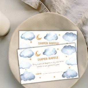 Ivory Moon Stars Twinkle Diaper Raffle Baby Shower Enclosure Card