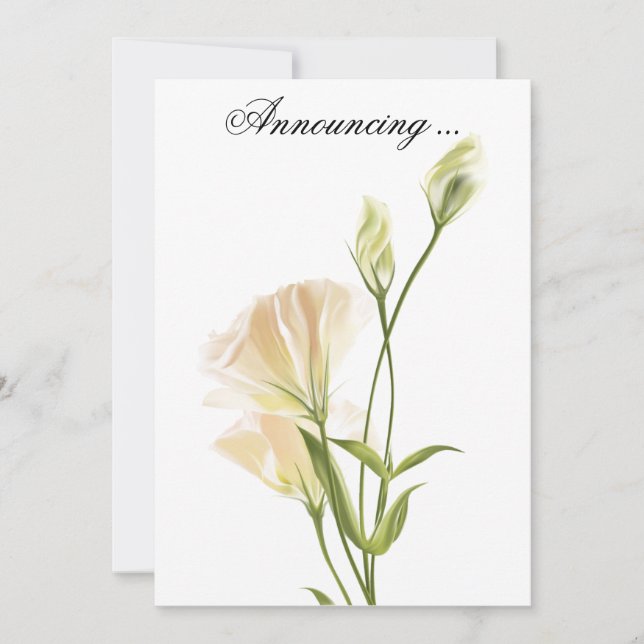 Ivory MoonFlower Wedding Annoucement  Invitation (Front)