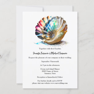 Ivory mother of pearl nautilus seashells beach  invitation