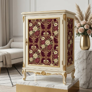Ivory Motif Floral Scroll Elegant Burgundy Wedding Tissue Paper