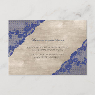 Ivory Navy Blue Lace Wedding Hotel Accomodation Enclosure Card