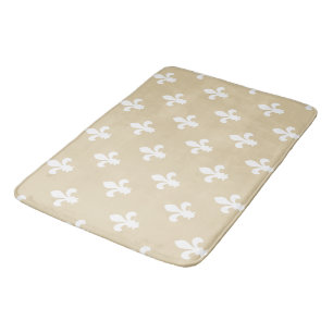 Ivory Neutral Fleur de Lys Bath Mat