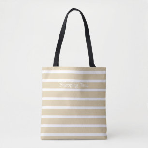 Ivory Neutral Stripes Tote Bag