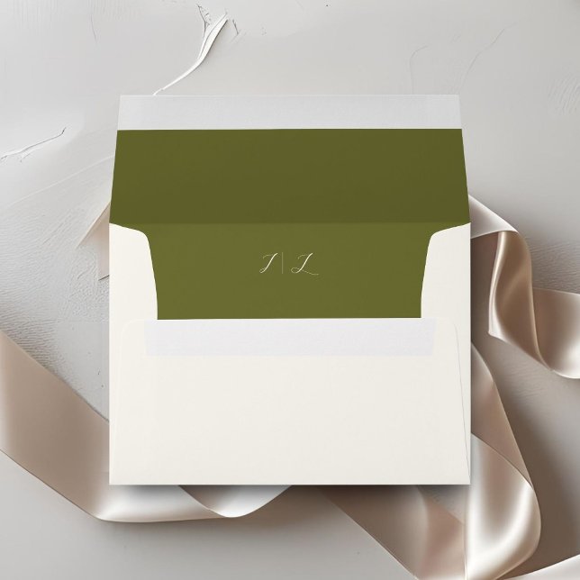 Ivory & Olive | Chic Couple Initials Wedding  Envelope (Creator Uploaded)