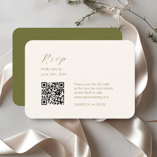 ivory & Olive   Chic Simple Scrpt QR Code Wedding Enclosure Card