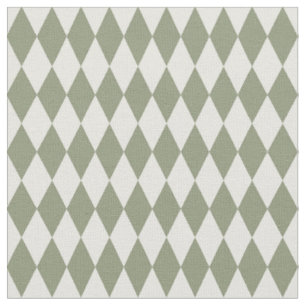 Ivory & Olive Green Harlequin Diamonds Fabric