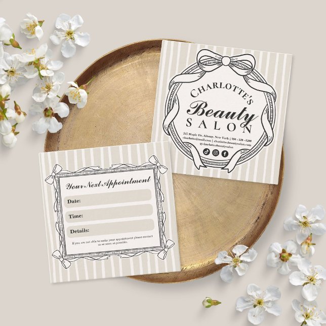 Ivory Ornate Bow Frame Appointment Reminder Card (Ivory Ornate Bow Frame Appointment Reminder Card)