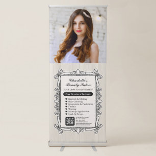 Ivory Ornate Bow Frame Beauty Salon Banner