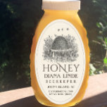 Ivory Oval & Queenline Honey Label (Vintage Skep)<br><div class="desc">Personalise this honey jar label with your name or business name,  contact info,  address and honey net weight. Common honey net weight conversions: 8oz (227g),  12oz (340g),  16oz (454g),  32oz (907g),  5lb (2.27kg). Ivory label with thin border and vintage skep design. (Fits 16 oz Queenline Classic Honey Jars.)</div>