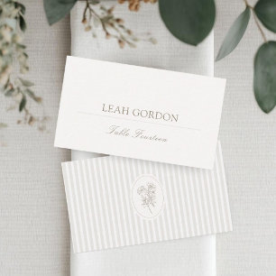 Ivory Oval & Stripe Wedding Place Card