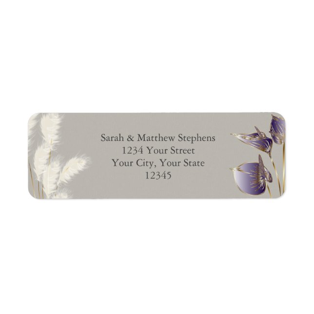 Ivory Pampas Grass Amethyst Anthurium (Front)