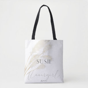 Ivory Pampas Grass Flowergirl Tote Bag