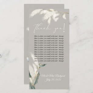 Ivory Pampas Grass Table Setting Thank You Cards 