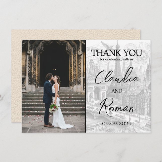 Ivory Paris Passport Thank You Card (Front/Back)