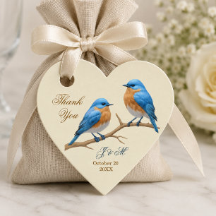Ivory Pastel Lovebirds Romantic Bluebirds Wedding Favour Tags
