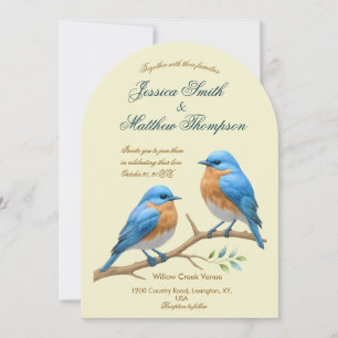 Ivory Pastel Lovebirds Romantic Bluebirds Wedding Invitation