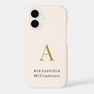 Ivory Pastel Minimalist Monogram Gold Black Chic