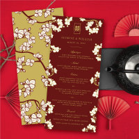 Ivory Peach/Plum Blossoms Double Happiness Wedding