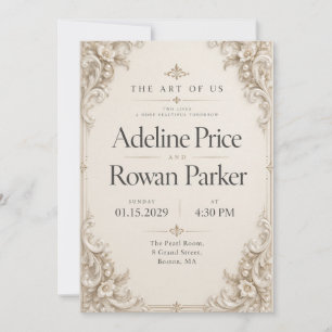 Ivory Pearl Baroque Elegant Wedding Invitation