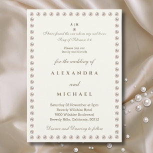 Ivory Pearl Bible Verse Christian Wedding  Invitation