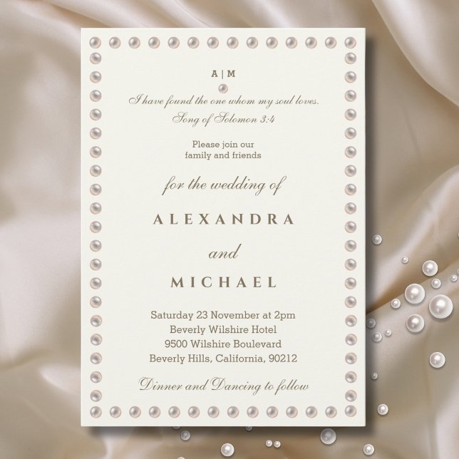 Ivory Pearl Bible Verse Christian Wedding  Invitation (Creator Uploaded)