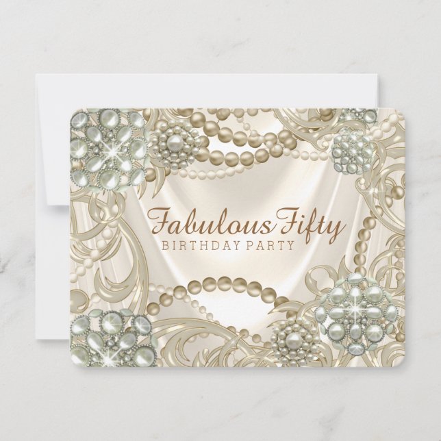 Ivory Pearl Birthday Party Invitation (Front)