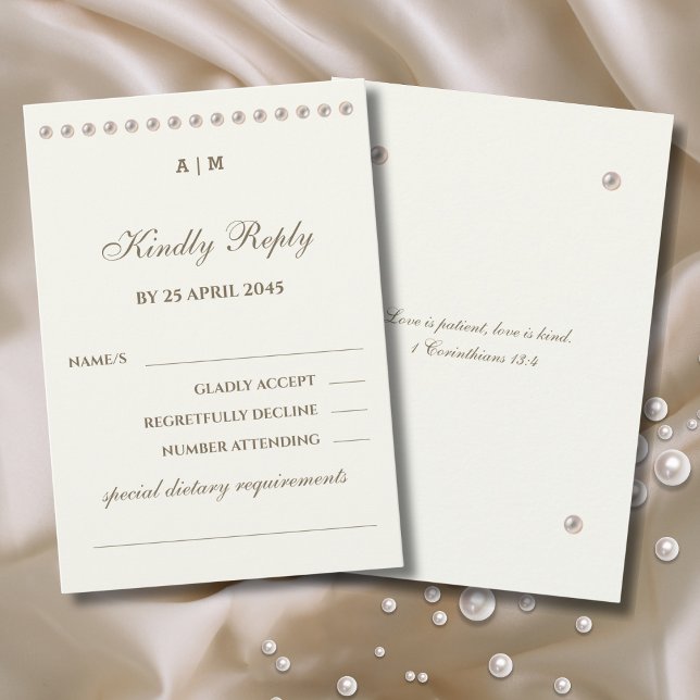 Ivory Pearl Christian Wedding RSVP Card  (Creator Uploaded)