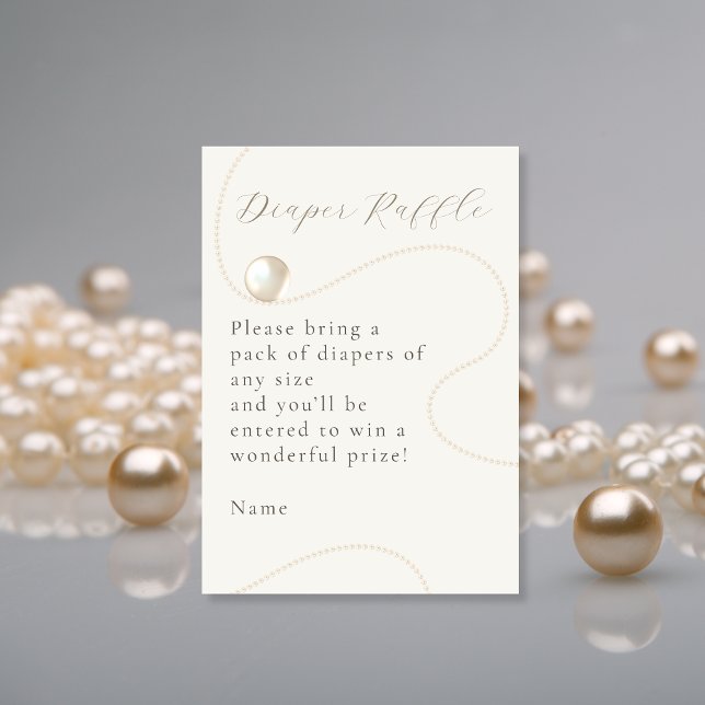 Ivory Pearl Elegant Baby Shower Diaper Raffle Enclosure Card (Creator Uploaded)