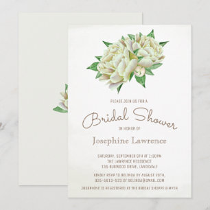 Ivory Peony Watercolor Floral Bridal Shower Invitation