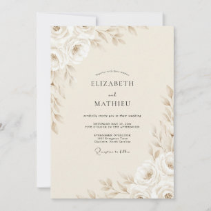 Ivory Peony Wedding Invitation