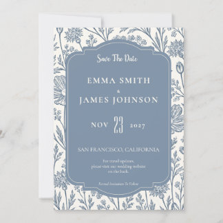 Ivory Periwinkle Wildflower Save the Date
