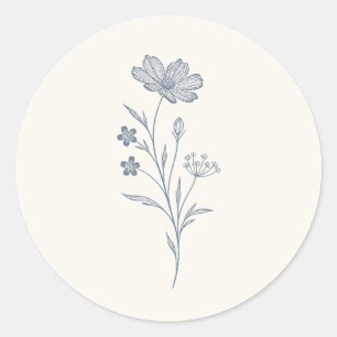 Ivory Periwinkle Wildflower Wedding Envelope Seal