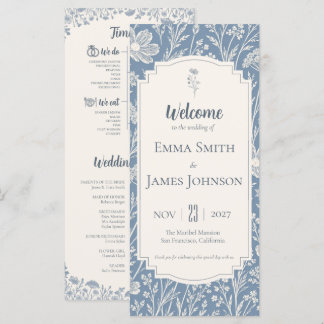Ivory Periwinkle Wildflower Wedding Program Programme