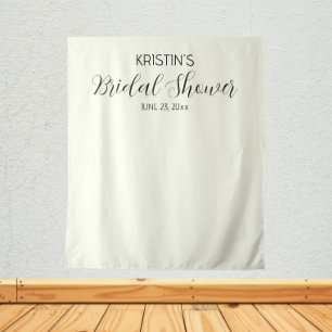 Ivory Personalised Bridal Shower Photo Backdrop Tapestry