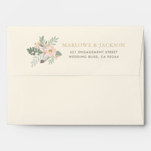 Ivory Pink and Gold Floral Boho Wedding Mailing Envelope