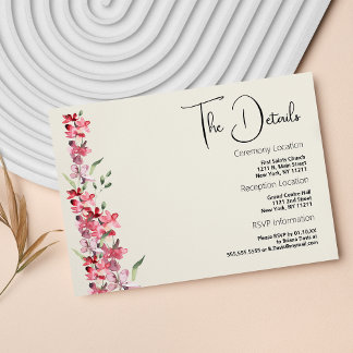Ivory pink burgundy mint green floral Details Card