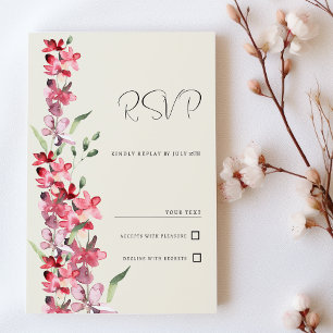 Ivory pink burgundy mint green floral RSVP Invitation