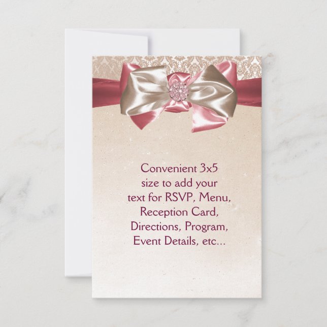 Ivory Pink Damask RSVP Invitation (Front)