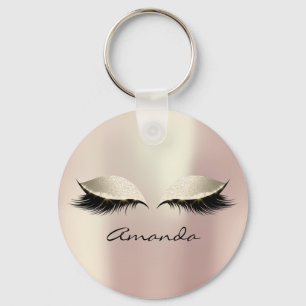 Ivory Pink Eyes Girly Makeup Lashes Name Blush Key Ring