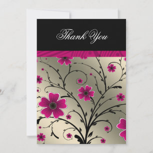ivory pink floral thank you card