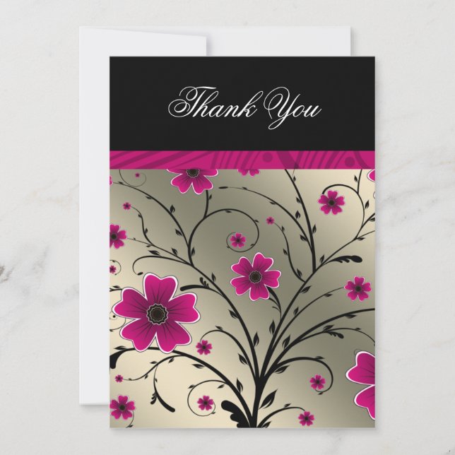 ivory pink floral thank you card (Front)